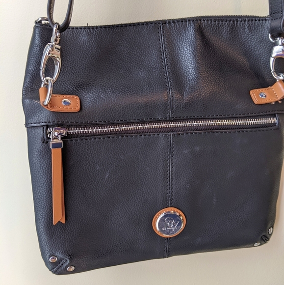Black Leather Convertible Crossbody Bag - Picture 2 of 7